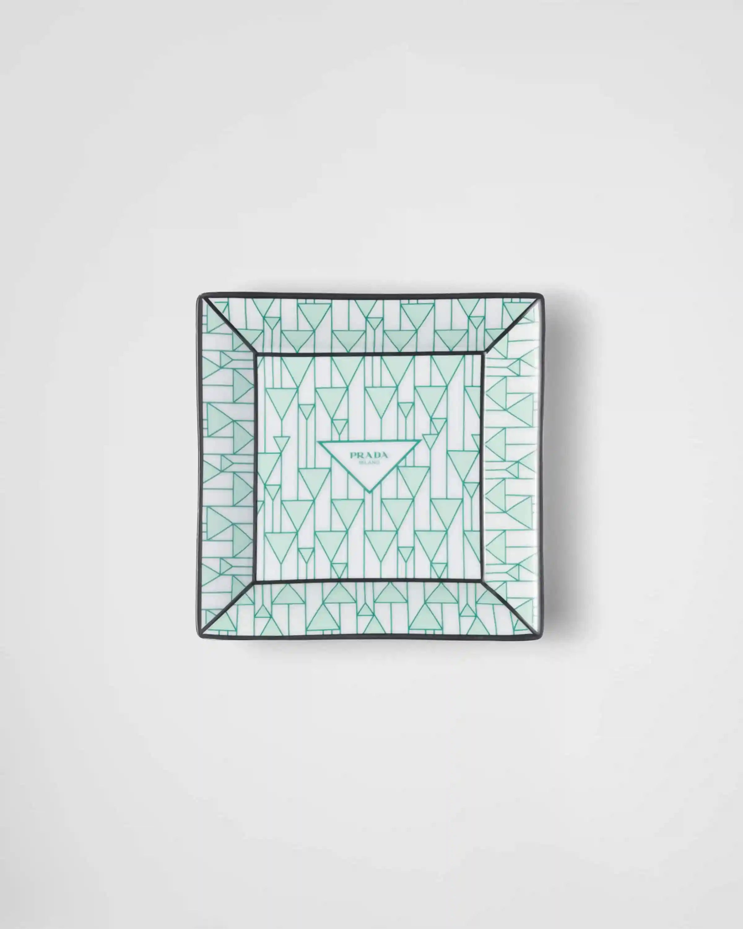 Large square porcelain catchall tray - Vienna Green
