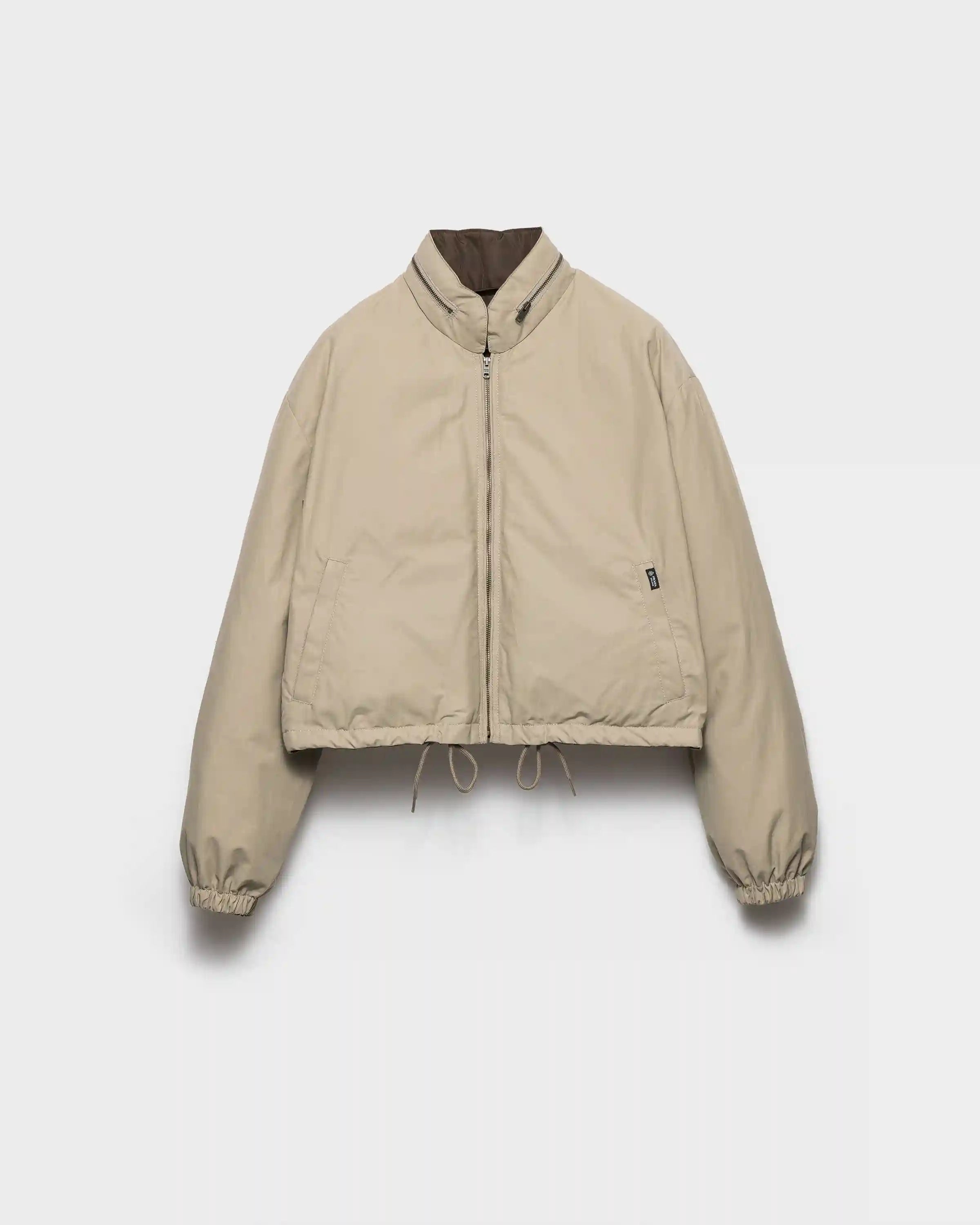 Cropped technical poplin down jacket