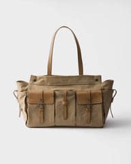 Prada Route canvas and leather tote bag